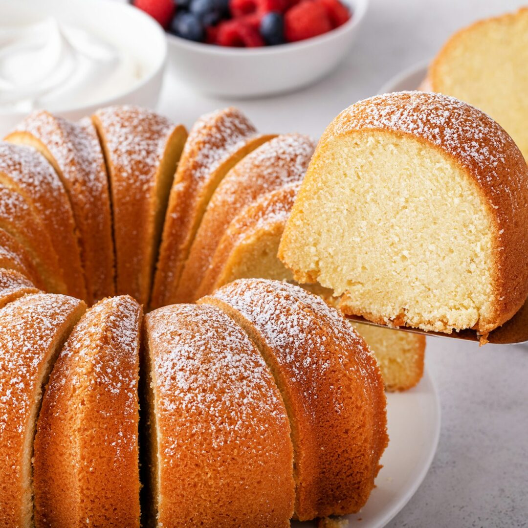 Pound cake, traditional vanilla or sour cream flavor